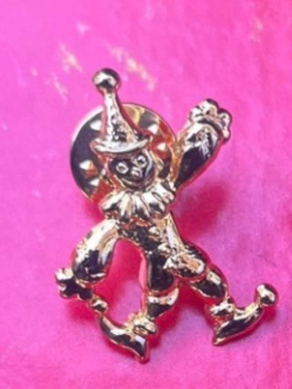 Vintage Gold Clown Brooch